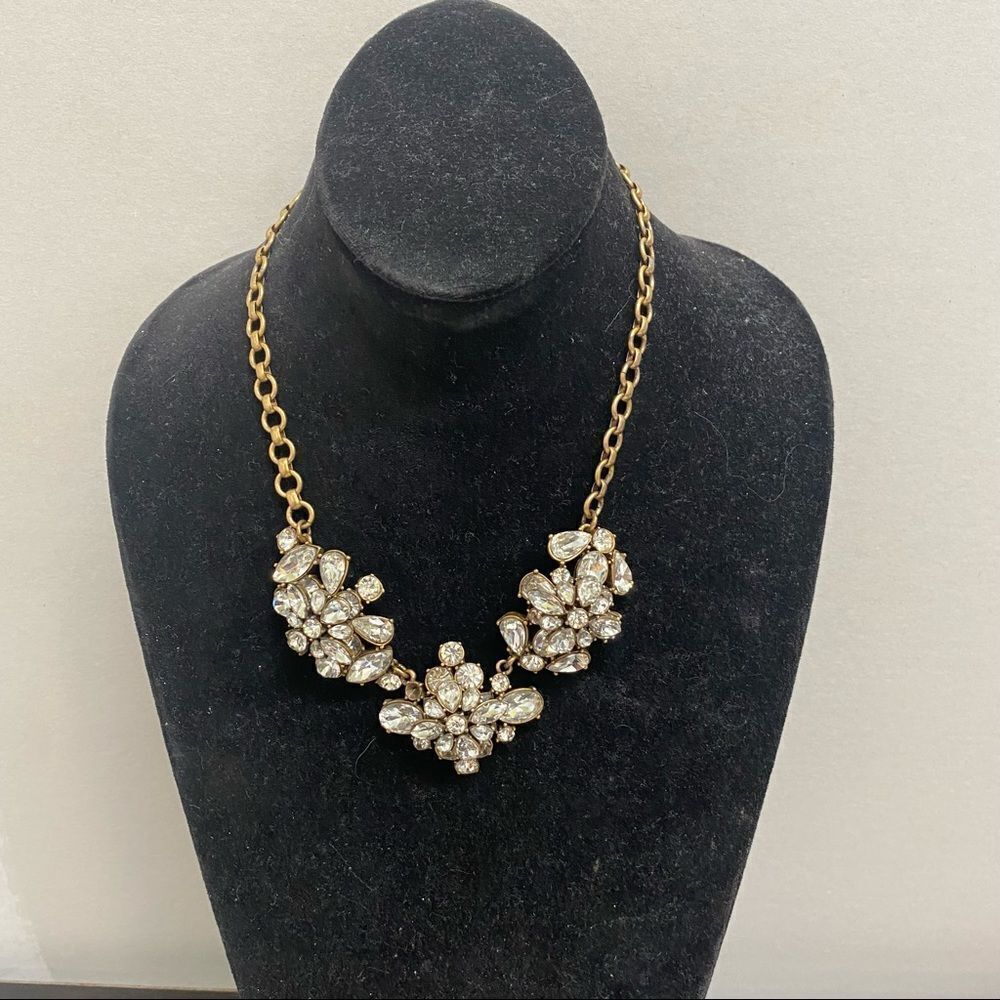 J.Crew Gold-Tone Jeweled Flower Statement Necklace